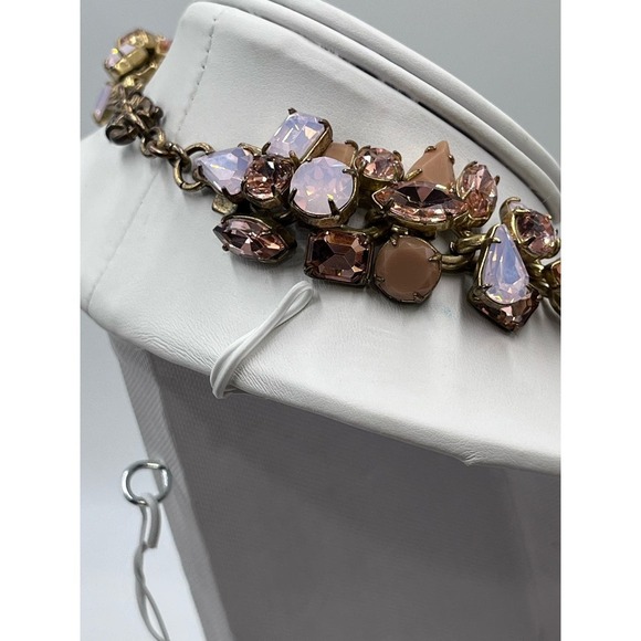J. Crew Glacier Faceted Pink AB Opalescent Rhinestone Floral‎ Statement Necklace - Picture 6 of 16